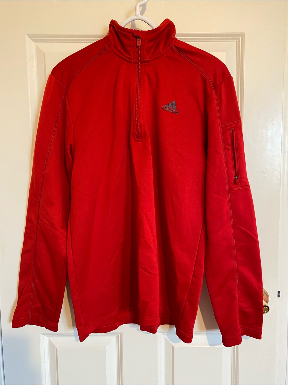 Adidas 1/4 zip red pullover athletic sweatshirt, mens size medium